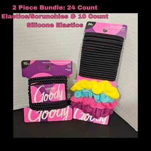 NWT 2 Piece Bundle: 24 Count Elastics/Scrunchies & 10 Count Silicone Elastics